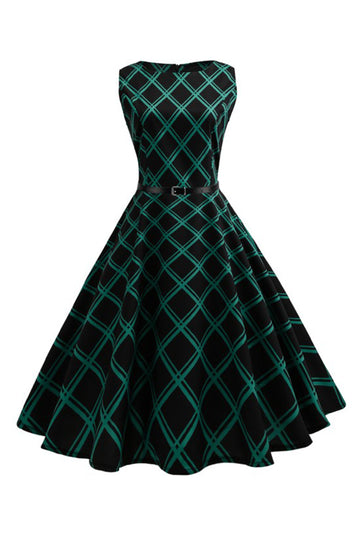 Robe à carreaux vert swing des années 50